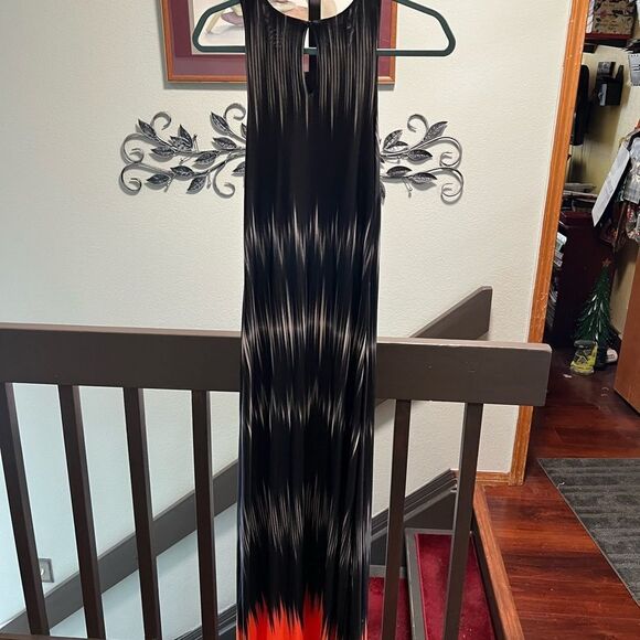 Chic Black and Orange Maxi Dress Size Medium #136 - Picture 5 of 10